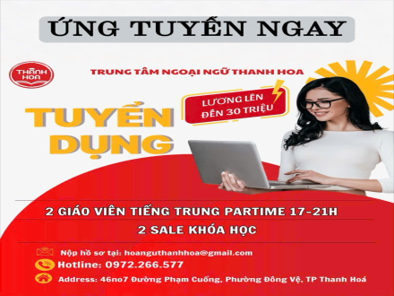 4 TRUNG TÂM NGOẠI NGỮ THANH HOA THANH HOÁ ĐANG TUYỂN DỤNG