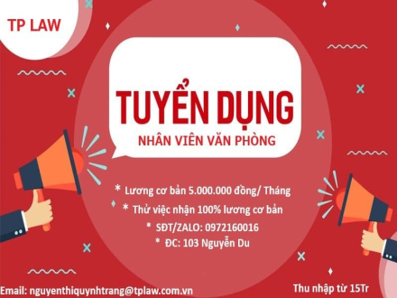4 TUYỂN DỤNG NHÂN VIÊN VĂN PHÒNG LÀM VIỆC TẠI CÔNG TY LUẬT TNHH THU & CỘNG SỰ NGHỆ AN