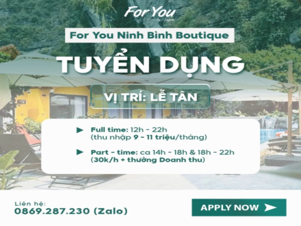 4 Nhân viên lễ tân lm việc tại Ninh Bình Boutique 