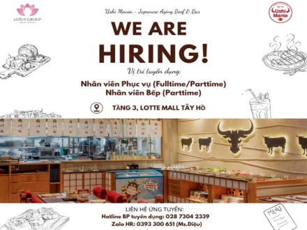 4 Nhân viên phục vụ và nhân viên bếp làm việc tại LOTTE MALL Tây Hồ Hà Nội