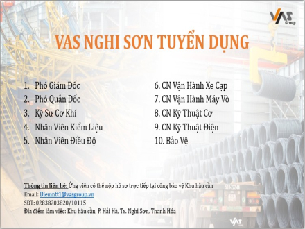 4 Phó Giám Đốc, Phó Quản đốc và nhân viên làm việc tại nhà máy Gang Thép VAS Nghi Sơn Thanh Hoá